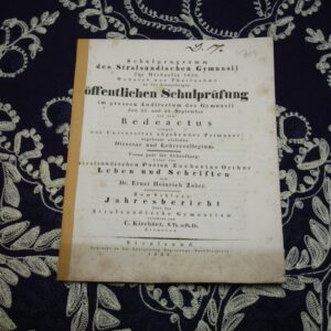 Ueber des Stralsundischen Poëten Zacharias Orthus Leben und Schriften.