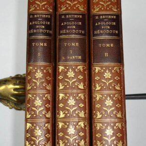 Apologie pour Hérodote, ou traité de la conformité des merveilles anciennes avec les modernes par Henri Estienne. Nouvelle Édition, faite sur la première, augmentée de  tout ce que les posterieures ont de curieux, et de remarques par Mr. Le Duchat, avec une table alphabétique des matieres.