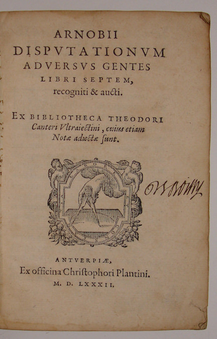 Arnobii Disputationum adversus gentes libri septem, recogniti & aucti. Ex bibliotheca Theodori Canteri Ultraiectini, cuius etiam notae adiectae sunt. - Afbeelding 2