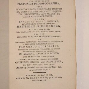 Platonica prosopographia, sive expositio judicii, quod Plato tulit de iis, qui in scriptis ipsius aut loquentes inducuntur, aut quavis de causa commemorantur.